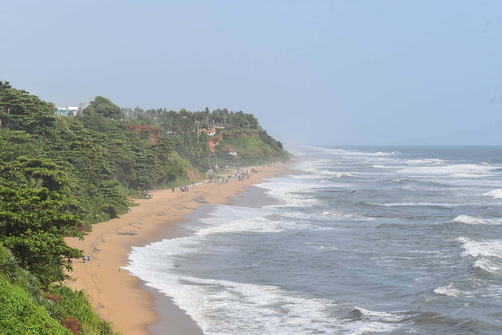 Cliffs and a crescent beach at Varkala