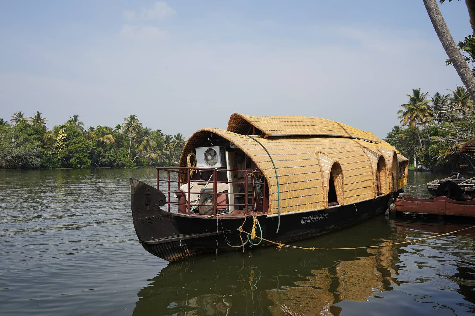 A traditional houseboat on the backwaters near Alappuzha